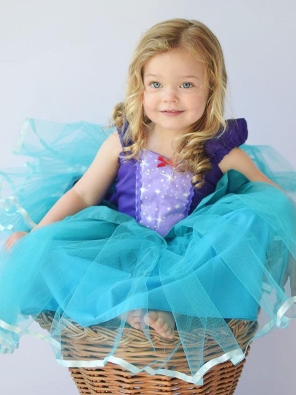 Ariel Mermaid Princess Halloween Costume Tutu Dress Girls 2T 3T Handmade - Picture 5 of 6